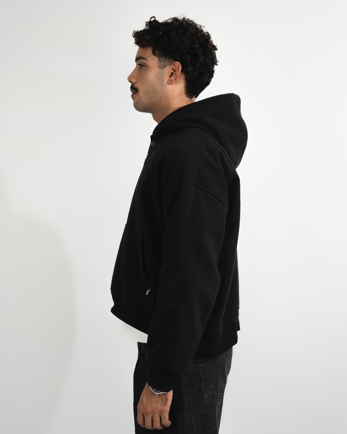 henley black hoodie