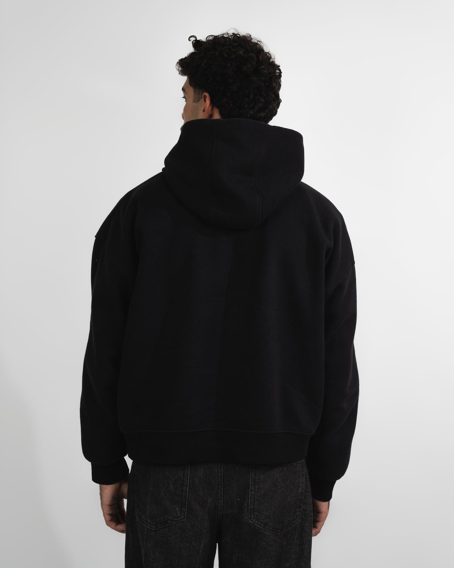 henley black hoodie